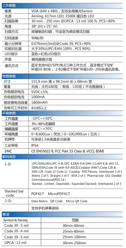 MX-2035二維掃描槍詳細(xì)參數(shù)圖