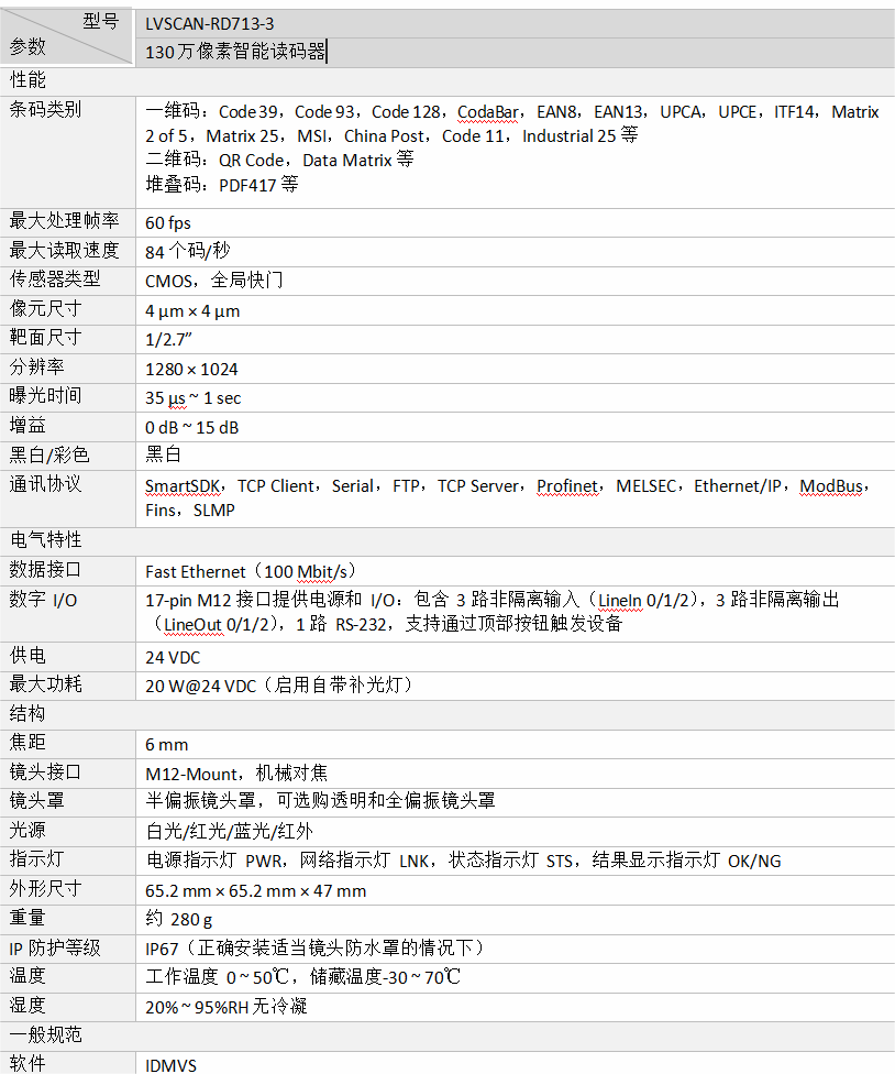 海康LVSCAN-RD713-3智能讀碼器參數(shù)圖